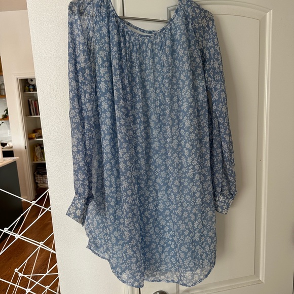 Kimchi Blue Floral Blue and White Blouse Dress by Urban Outfitters Size L - Picture 3 of 5